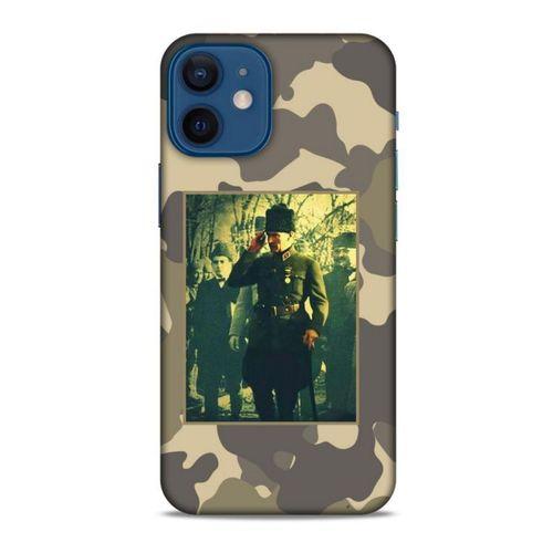 Apple iPhone 12 Mini Kılıf Atatürk (14) Lansman Kılıf Kamuflaj Krem
