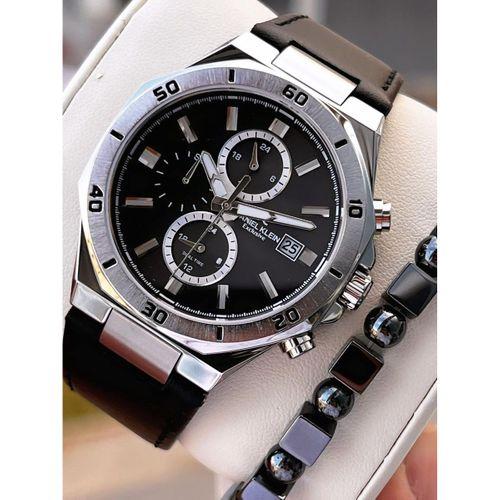 Daniel Klein Erkek Kol Saati 30 Metre Suya Dayanıklı Deri Kayış Kordon + Bileklik Hediyeli VS.BLKT.0676