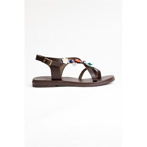 Bodrum Çapraz Detay Hakiki Deri Kadın Sandalet 4809 Kahve Khv