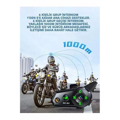 D2-6x 1000m Mesafeli 6 Kanallı İntercom Bluetooth Motosiklet Kask Kulaklığı İntercom Kulaklık