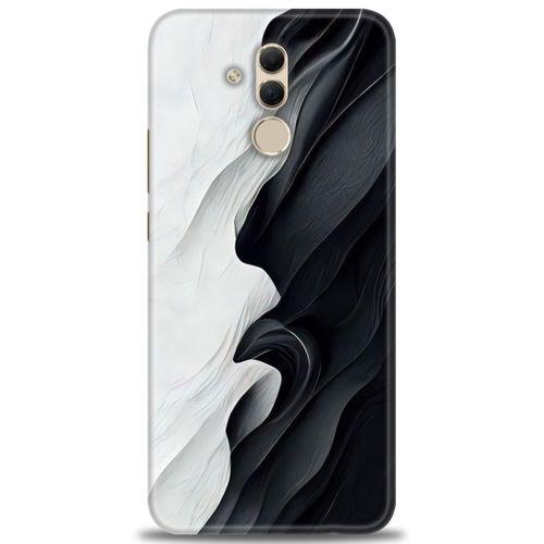 Huawei Mate 20 Lite Kılıf HD Baskılı Kılıf - Black and White + Tam Ekran Koruyucu