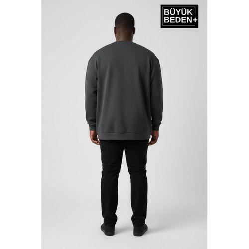 Erkek Büyük Beden Yelken Baskılı Bisiklet Yaka ince Sweatshirt SPR26BSW956-11