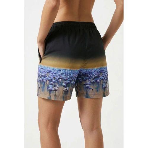 Deniz Şortu Fermuarlı Cepli File Astarlı Hızlı Kuruyan Premium - Siyah