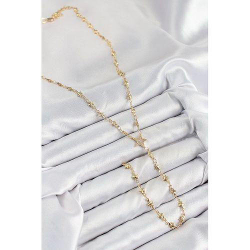 Pirinç Zirkon Taşlı Yıldız Model Gold Renk Y Kolye