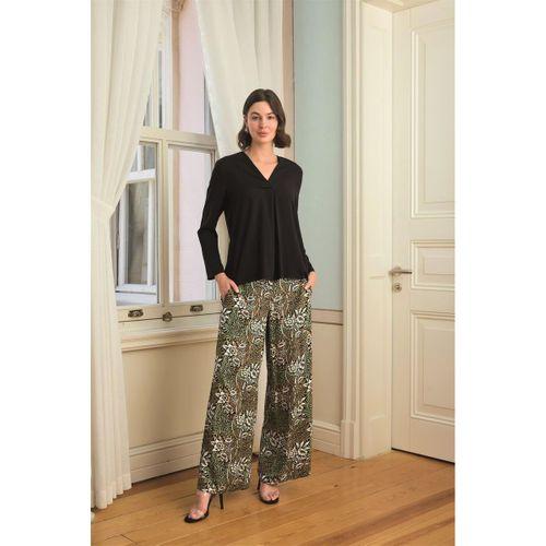 Çiçek Yaprak Ve Etnik Desenli Dantelli 3'lü Pijama Takımı