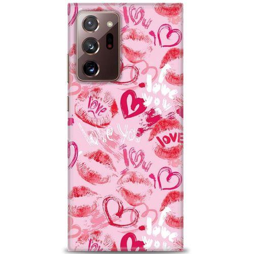 Samsung Galaxy Note 20 Kılıf HD Baskılı Kılıf - Pembe Love + Tam Ekran Koruyucu
