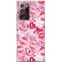 Samsung Galaxy Note 20 Kılıf HD Baskılı Kılıf - Pembe Love + Tam Ekran Koruyucu