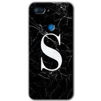 Xiaomi Mi 8 Lite Kılıf HD Desen Baskılı Arka Kapak - Siyah Mermer Desenli S Harfi + Kırılmaz Cam