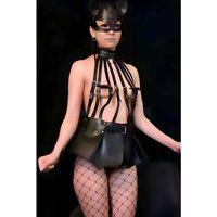 Büstiyer Ve Choker Görünümlü Şık Etek Harness - Brf998