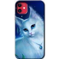 iPhone 11 Kılıf HD Desen Baskılı Arka Kapak + Temperli Cam - Cat Glance