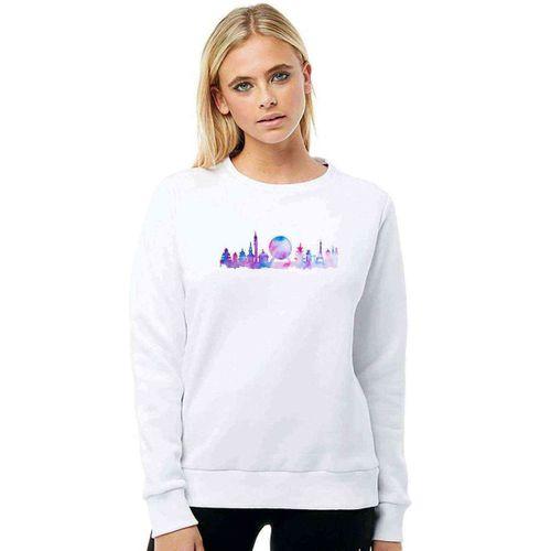 Silhouette Orlando Future Theme Park Baskılı Beyaz Kadın Sweatshirt