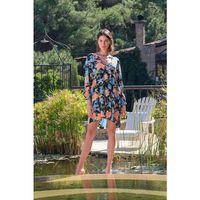 Viskon Çiçek Ve Yaprak Desenli Uzun Kollu Elbise