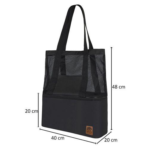 Kamp Ayısı® Thermo Bag - Sıcak/Soğuk Termal Korumalı Kamp, Piknik, Plaj Çantası 16+22 Lt Siyah