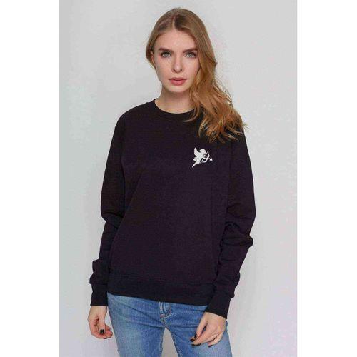 Aşk Eros Baskılı Siyah Kadın Sweatshirt