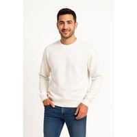 Erkek Üç İplik Düz Bisiklet Yaka SweatShirt - Beyaz