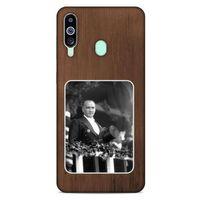 Samsung Galaxy M40 Kılıf Atatürk (35) Fit Design Kılıf Kahverengi Duvar