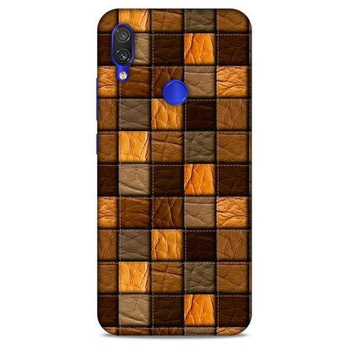 Xiaomi Redmi Note 7 Kılıf Patchwork (32) Soft Silikon Kılıf Turuncu Kahve