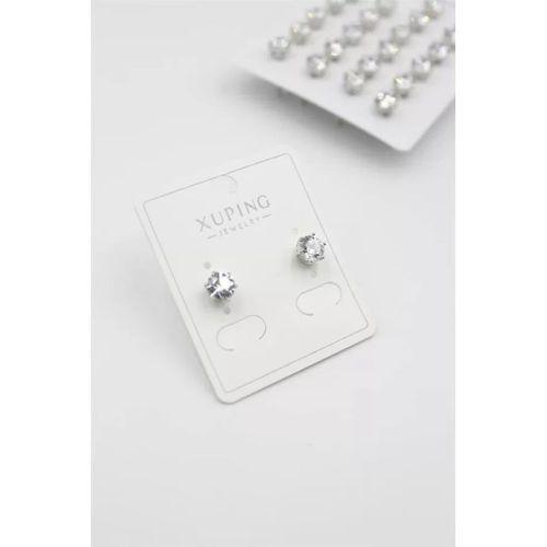 Büyük Boy Zirkon Taşlı Tektaş Küpe - Gümüş