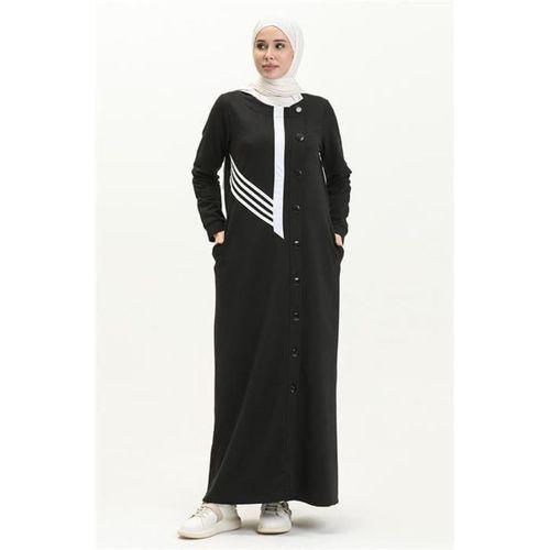 Yan Düğme Detaylı Ferace - 09248.003 - Siyah