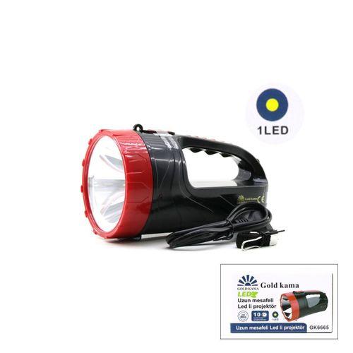 2W Tek LED El Feneri Projektör - Fiş Şarjlı, 2 Kademe Işık Ayarı