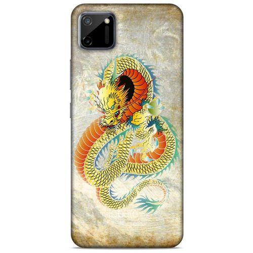 Oppo Realme C11 Kılıf Dragons (21) Koruyucu Kapak Ejderha Dövme Sarı