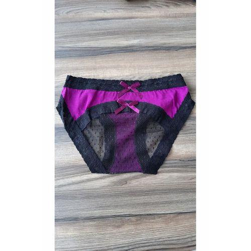 Dantelli Tüllü Mor Külot 3 Lü Paket