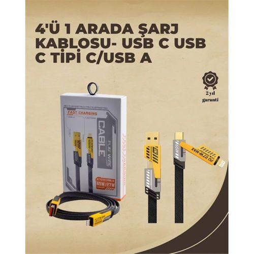 4'ü 1 Arada Metal Hızlı Veri Kablosu – 65w Güç, 27w İphone Desteği, 480mbps Aktarım