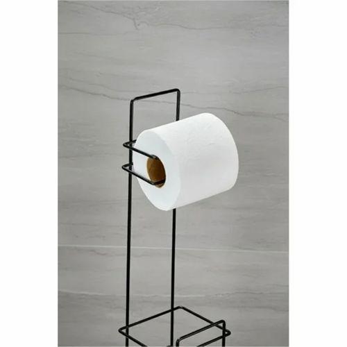 Siyah Standlı Yedek Hazneli Tuvalet Kağıtlığı