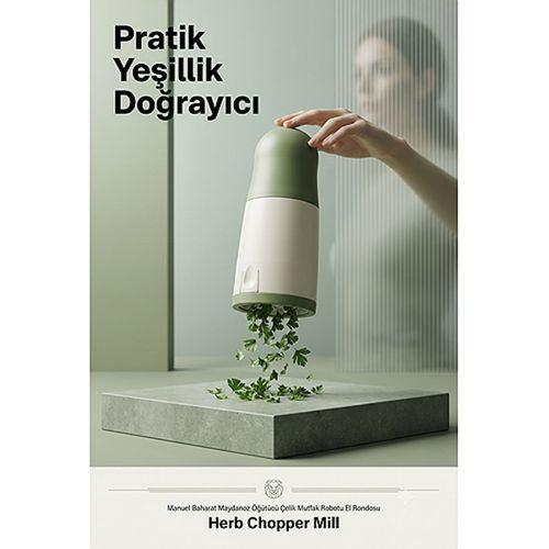Pratik Yeşillik Doğrayıcı Manuel Baharat Maydanoz Öğütücü Çift Bıçaklı Paslanmaz Çelik Mutfak Robotu El Rondosu Sebze Kıymaca Makası  723430