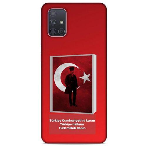 Samsung Galaxy A71 Kılıf Atatürk (4) Koruma Kılıfı Kırmızı