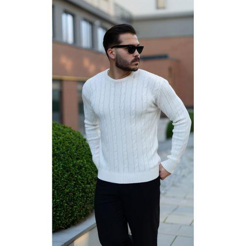 Erkek Örgü Desen Bisiklet Yaka Kazak