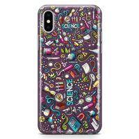 Apple iPhone X Kılıf Bilim İçin Doodle Arka Kapak Koruma Desenli Full Koruyucu