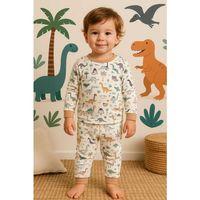 Dinazor Desenli Erkek Bebek Eşofman Takımı %100 Pamuk