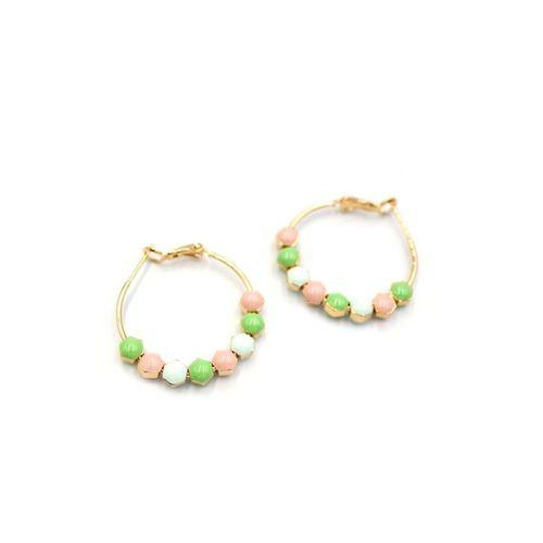 Mineli Halka Küpe - Yeşil