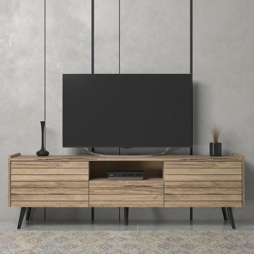 Della Panjur Kapaklı 2 Kapak 1 Çekmece Duvar Raflı Premium 180 Cm Tv Ünitesi - Minifiks - Pera - Siyah