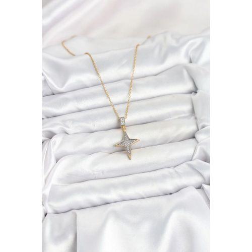 316L Çelik Zincir Gold Renk Kutup Yıldızı Model Zirkon Taşlı Kadın Kolye