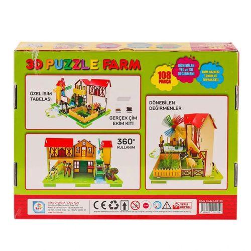 Eğitici Oyuncak  LC0115 3D Boyutlu Çiftlik Puzzle -Laçokids
