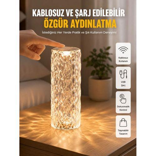 Yeni Nesil Modern Kristal Masa Ve Gece Lambası Dokunmatik Renk Değiştirebilen