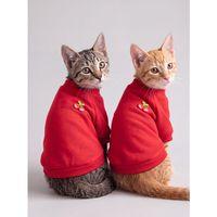 Kiki Kiraz Detaylı Kırmızı Kedi Polar Sweatshirt