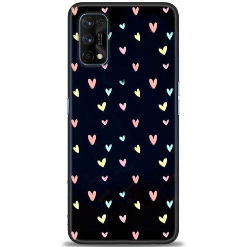 Realme 7 Pro Kılıf HD Baskılı Kılıf - Mini Mini Kalpler + Tam Ekran Koruyucu