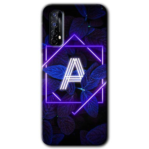 Realme 7 Kılıf HD Desen Baskılı Arka Kapak - Dark Neon Yaprak A Harfi + Kırılmaz Cam