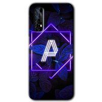 Realme 7 Kılıf HD Desen Baskılı Arka Kapak - Dark Neon Yaprak A Harfi + Kırılmaz Cam
