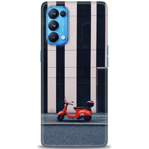Oppo Reno 5 Pro Kılıf HD Baskılı Kılıf - Kırmızı Motor + Tam Ekran Koruyucu