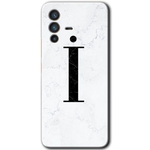 Vivo V23 5G Kılıf HD Desen Baskılı Arka Kapak - Beyaz Mermer Desenli İ Harfi