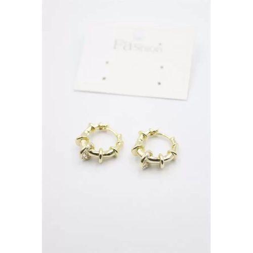 Taşlı Halka Küpe - Altın