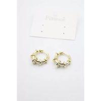 Taşlı Halka Küpe - Altın