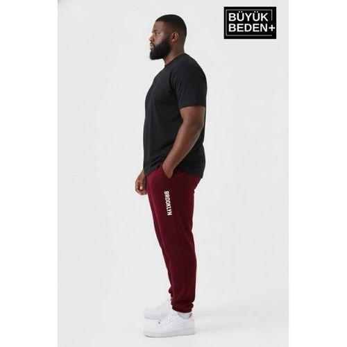 Erkek Büyük Beden BROOKLYN Baskılı Paça Lastikli Rahat Kesim Jogger İnce Eşofman Altı SPR26BEA951-2