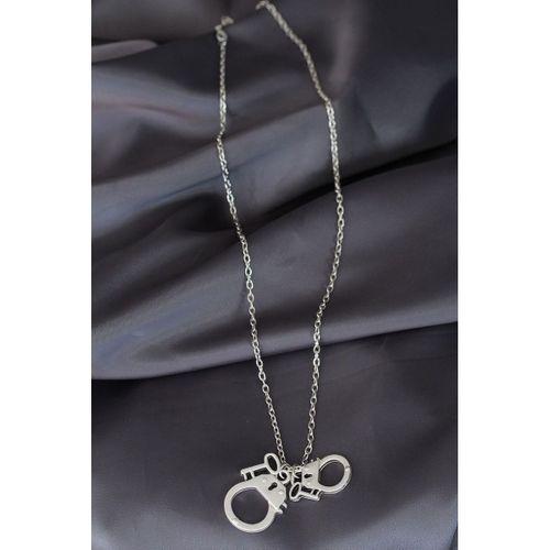 Kelepçe Model Gümüş Renk Metal Zincirli Erkek Kolye