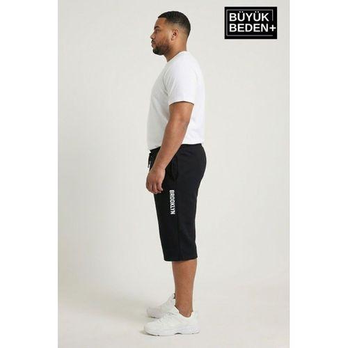 Büyük Beden Erkek Kapri Şort Brooklyn Baskılı Rahat Kalıp 3XL-6XL SPR26BSR591-02