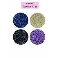 Dökme Cam Kum Boncuk (11/0) 2 mm - 4 Renk - Toplam 80 Gram -  BNC403
